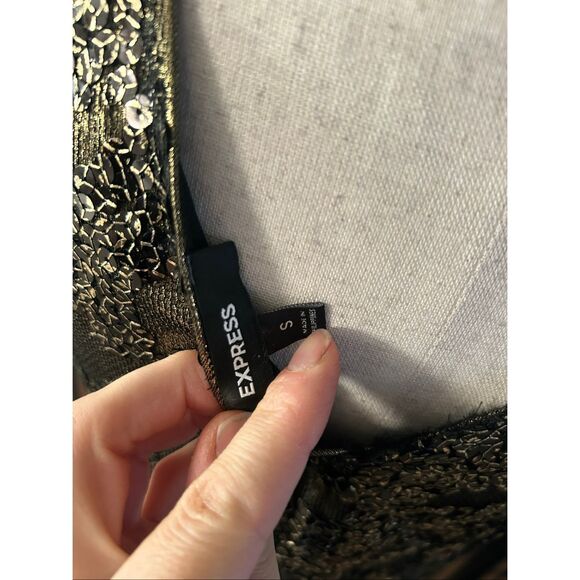 Express NYE sequin gold and black dress size small 1920 style dress short - Picture 5 of 7